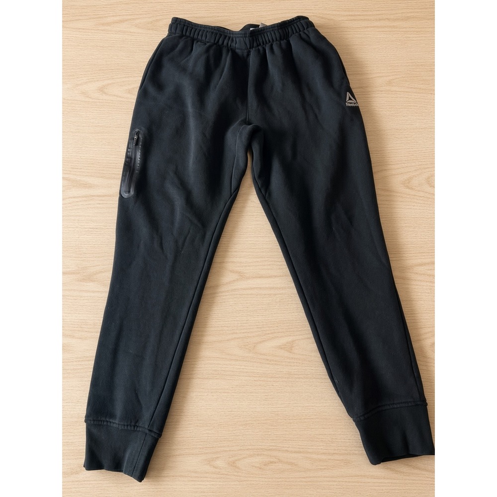 Reebok Mens Black Fleece Jogger Sweatpants Zipper Pocket Medium REM204PA25